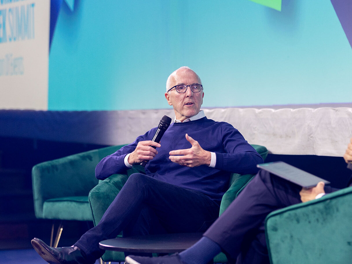 Frank McCourt speaking in a fireside chat at Paris Blockchain Week