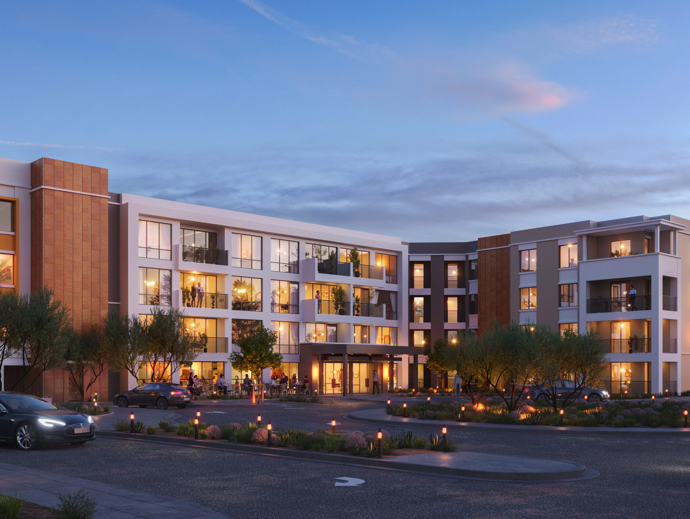 Rendering of low-rise, multi-family housing development in Henderson, Nevada