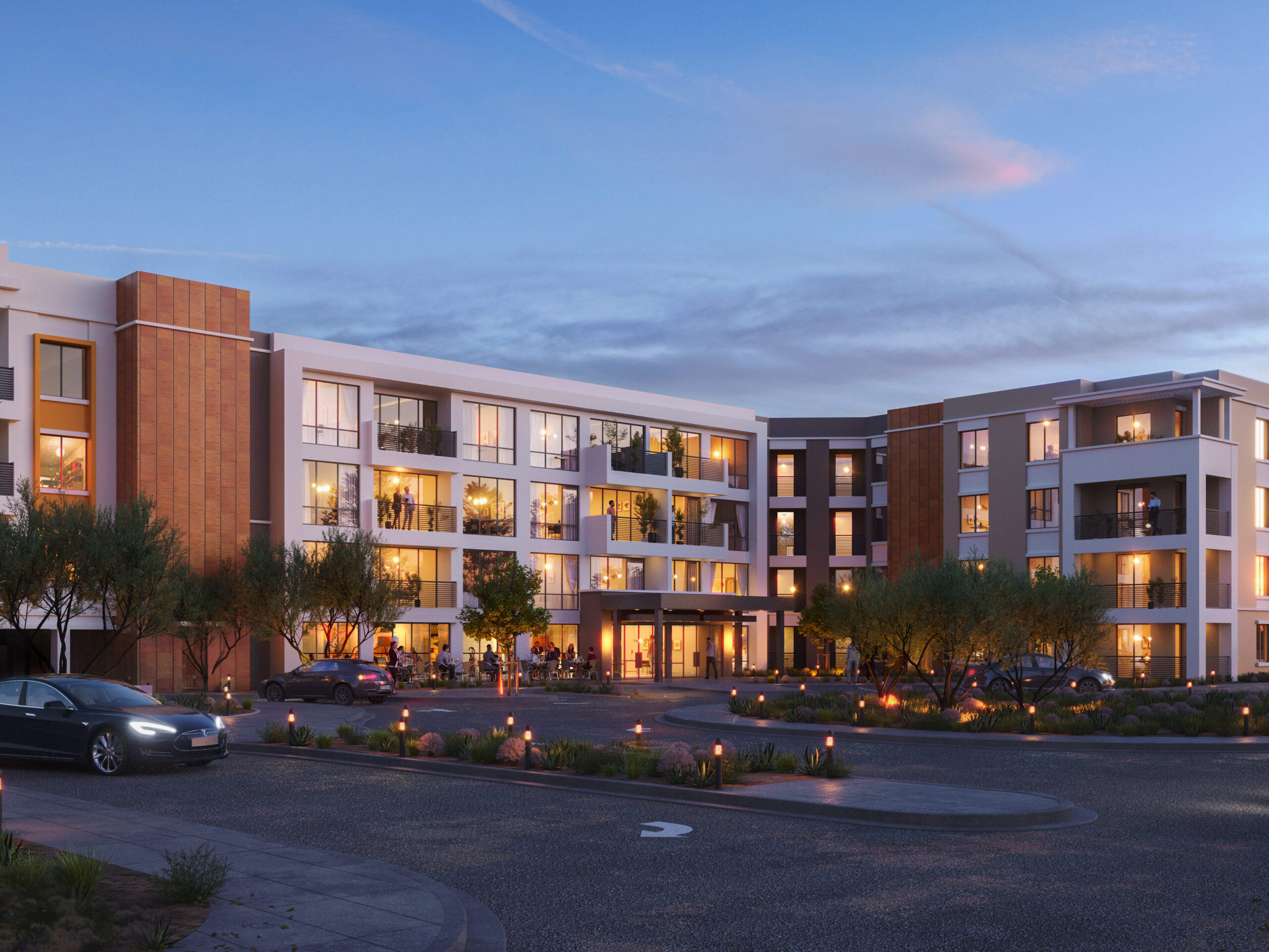 Rendering of low-rise, multi-family housing development in Henderson, Nevada