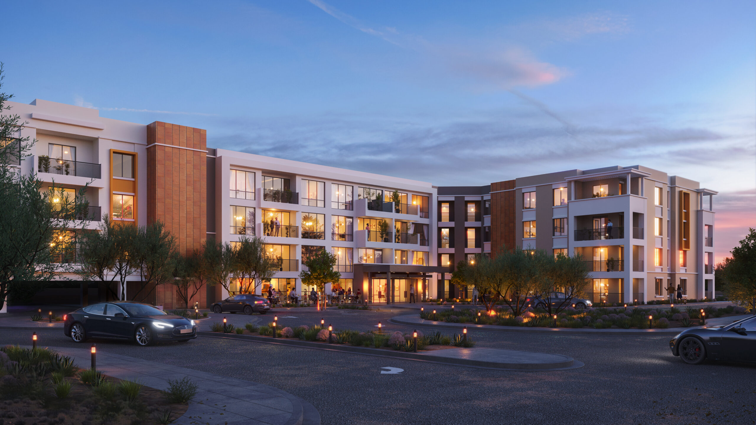 Rendering of low-rise, multi-family housing development in Henderson, Nevada