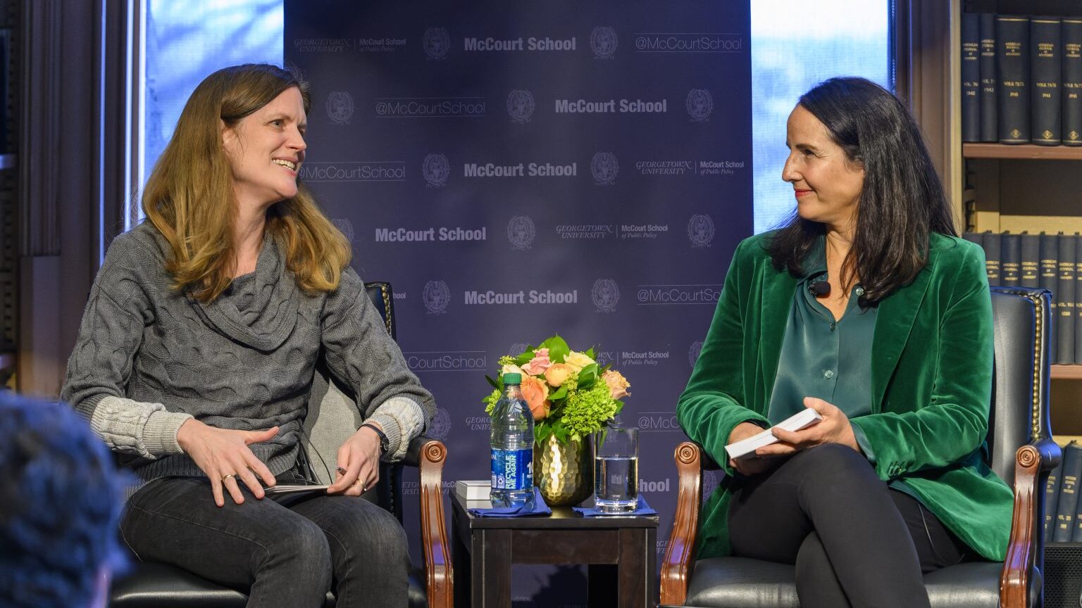 Paula Recart participating in a discussion at a McCourt School of Public Policy event at Georgetown