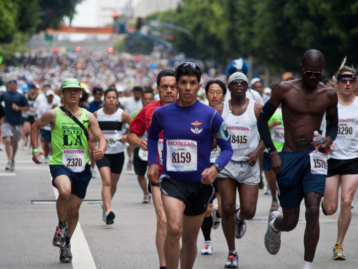 Runners competition in the Los Angeles Marathon