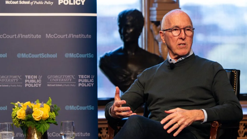 Frank McCourt speaking in Georgetown's Riggs Library